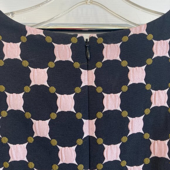 Ann Taylor | Black Sheath Dress w/ Geometric Pattern in Blush and Gold | Size 4 - Picture 6 of 13